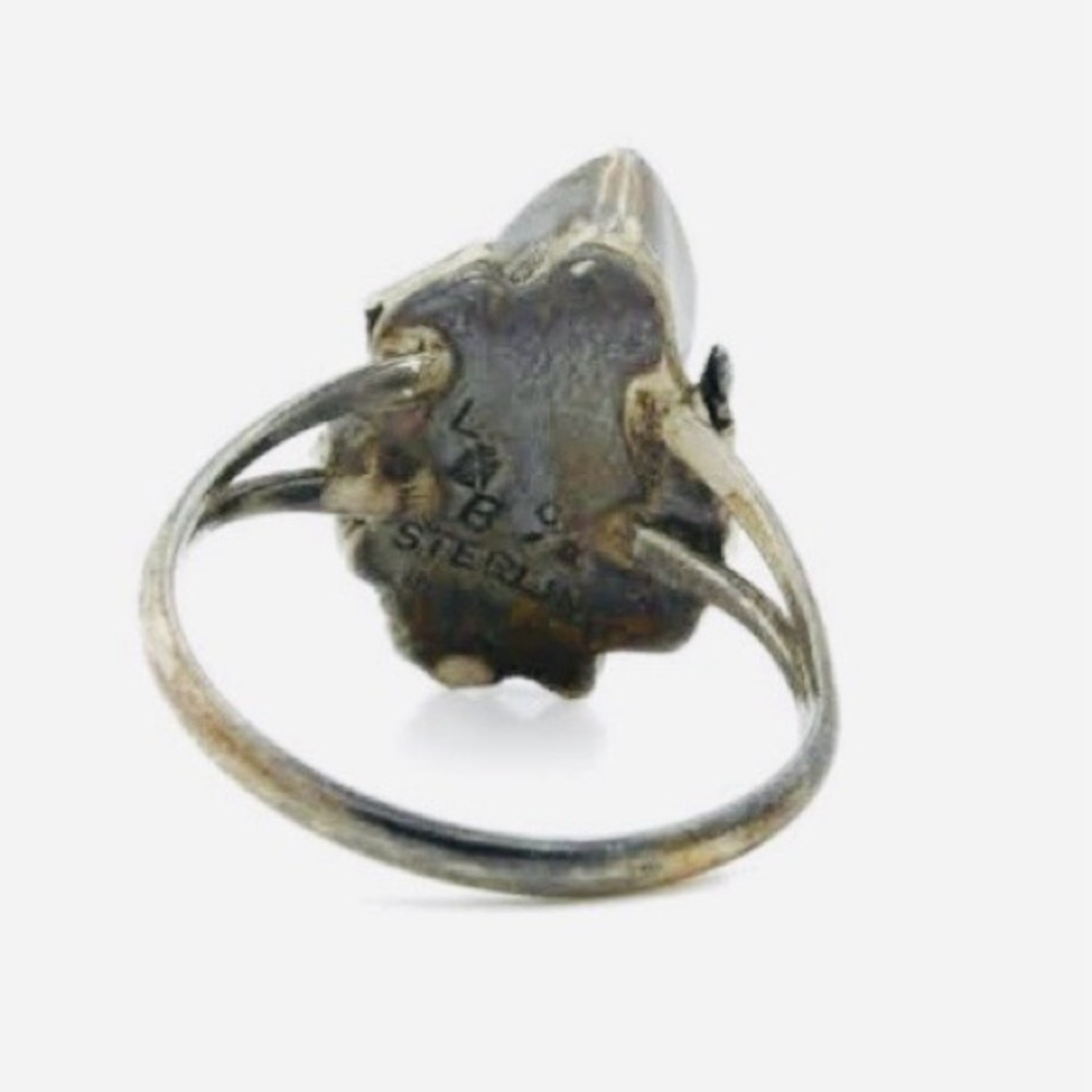 Southwest Artist Les Baker Sterling Onyx Feather Ring - Picture 9 of 13